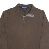 TOMMY HILFIGER Mens Jumper Brown High Neck Tight Knit L