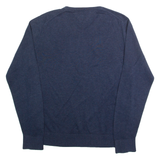 TOMMY HILFIGER Mens Jumper Blue V-Neck Tight Knit S