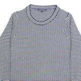 TOMMY HILFIGER Womens Patterned Jumper Blue Striped Chunky Knit S