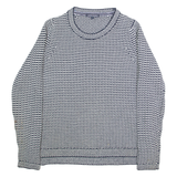 TOMMY HILFIGER Womens Patterned Jumper Blue Striped Chunky Knit S