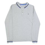 DIESEL Mens Polo Shirt Grey Long Sleeve L