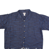CHEROKEE Mens Hawaiian Shirt Blue 90s Crazy Pattern XL
