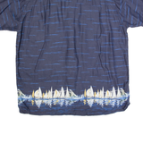 CHEROKEE Mens Hawaiian Shirt Blue 90s Crazy Pattern XL