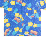 LE TIGRE Mens Hawaiian Shirt Blue 90s Floral L