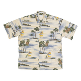 PIERRE CARDIN Mens Hawaiian Shirt Cream 90s Floral L