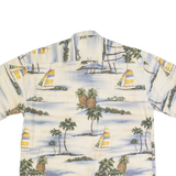 PIERRE CARDIN Mens Hawaiian Shirt Cream 90s Floral L