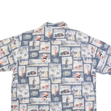 PALM ISLAND Mens Hawaiian Shirt Blue 90s Crazy Pattern XL