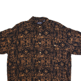 PURITAN Mens Shirt Black 90s Crazy Pattern 2XL