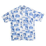 PURITAN Mens Hawaiian Shirt White 90s Crazy Pattern M