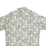 PIERRE CARDIN Mens Shirt Cream 90s Crazy Pattern L