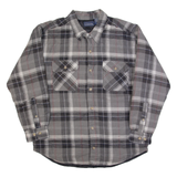 BASIC EDITIONS Mens Lumberjack Shirt Grey 90s Check Long Sleeve M