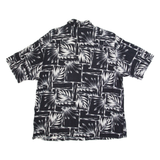 PURITAN Mens Hawaiian Shirt Black 90s Crazy Pattern L