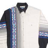 WRANGLER Western Mens Shirt White Striped Long Sleeve L