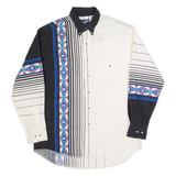WRANGLER Western Mens Shirt White Striped Long Sleeve L