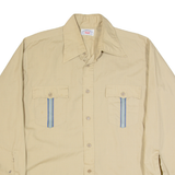 LEVI'S Mens Plain Shirt Beige 90s Long Sleeve L