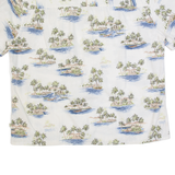 Mens Hawaiian Shirt White Crazy Pattern 2XL