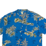 ISLANDER Mens Hawaiian Shirt Blue 90s Floral 2XL
