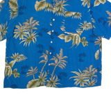 ISLANDER Mens Hawaiian Shirt Blue 90s Floral 2XL