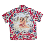 KENNINGTON Mens Hawaiian Shirt Red 90s Floral L
