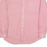 TOMMY HILFIGER Academy Poplin Mens Shirt Red Striped Long Sleeve M