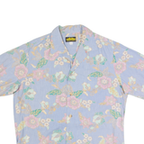 PATRICK JAMES Womens Hawaiian Shirt Blue 90s Floral M