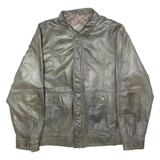 TED STONE Mens Chore Jacket Grey Leather 90s L