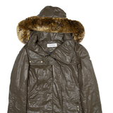 CALVIN KLEIN Insulated Womens Parka Jacket Green Hooded M