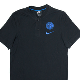 NIKE Inter Milan Button Up Mens T-Shirt Black Button Neck S
