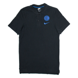 NIKE Inter Milan Button Up Mens T-Shirt Black Button Neck S