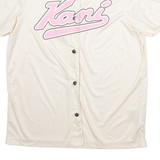 KARL KANI Mens Jersey Beige Button Neck L