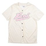 KARL KANI Mens Jersey Beige Button Neck L
