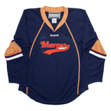 REEBOK Hockey Morges Mens Jersey Blue Long Sleeve USA V-Neck S