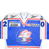 OCHSNER ZSC Lions Signed Hockey Mens Jersey Blue Long Sleeve V-Neck L