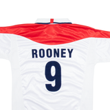 England Mens Football Shirt Jersey White Button Neck M