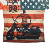 MEGA LINIA Route 66 Bike Mens T-Shirt Red USA XL