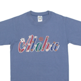 COTTON DELUXE Aloha Mens T-Shirt Blue Crew Neck S