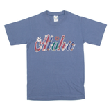 COTTON DELUXE Aloha Mens T-Shirt Blue Crew Neck S