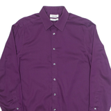 CALVIN KLEIN Slim Fit Mens Plain Shirt Purple Long Sleeve S