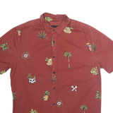 GLOBE Mens Shirt Maroon Crazy Pattern Short Sleeve S