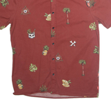 GLOBE Mens Shirt Maroon Crazy Pattern Short Sleeve S