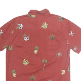 GLOBE Mens Shirt Maroon Crazy Pattern Short Sleeve S