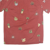 GLOBE Mens Shirt Maroon Crazy Pattern Short Sleeve S
