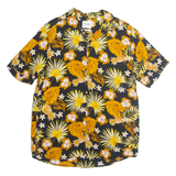 ONLY & SONS Mens Hawaiian Shirt Yellow Viscose Floral Short Sleeve M