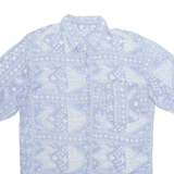 Mens Shirt Blue Viscose Crazy Pattern Short Sleeve S