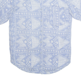 Mens Shirt Blue Viscose Crazy Pattern Short Sleeve S