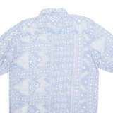 Mens Shirt Blue Viscose Crazy Pattern Short Sleeve S