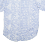 Mens Shirt Blue Viscose Crazy Pattern Short Sleeve S