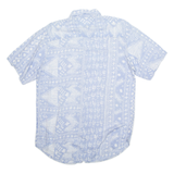 Mens Shirt Blue Viscose Crazy Pattern Short Sleeve S