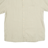 TIMBERLAND Mens Plain Shirt Beige Linen Short Sleeve M