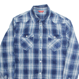 GUESS Mens Shirt Blue Check Long Sleeve M